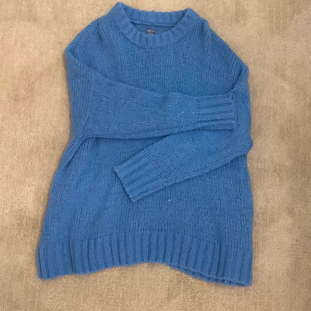 aerie, comfy soft wool sweater, size x small, runs oversized, bright pastel blue